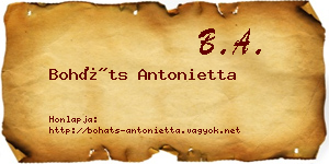 Boháts Antonietta névjegykártya
